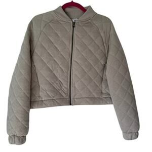 Member's Mark Beige Soft Quilted Full-Zip Bomber Jacket Women's Medium NWT
